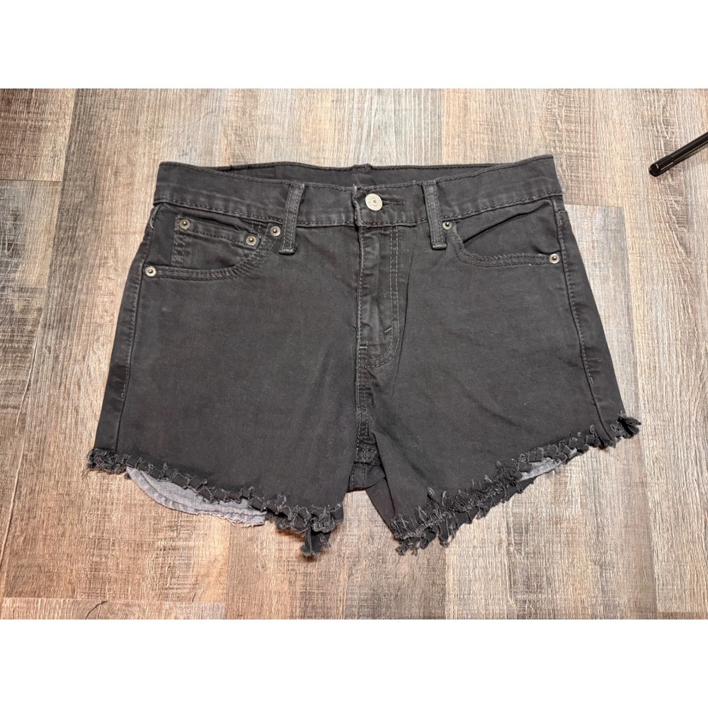Levis 511 Slim Fit Cut Off Denim Shorts Washed Black Raw Hem W30